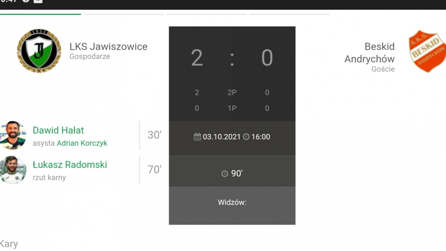 12.Kolejka Keeza IV Ligi LKS Jawiszowice-Beskid Andrychów 2:0