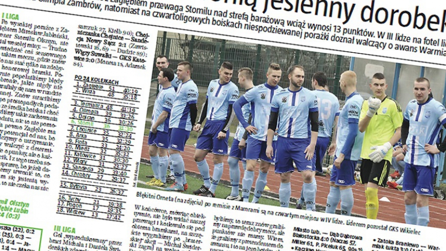 Gazeta Olsztyńska o meczu z Wielbarkiem