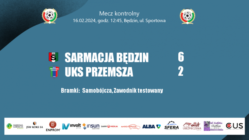 Sparing. Sarmacja Będzin - Przemsza Okradzionów 6-2