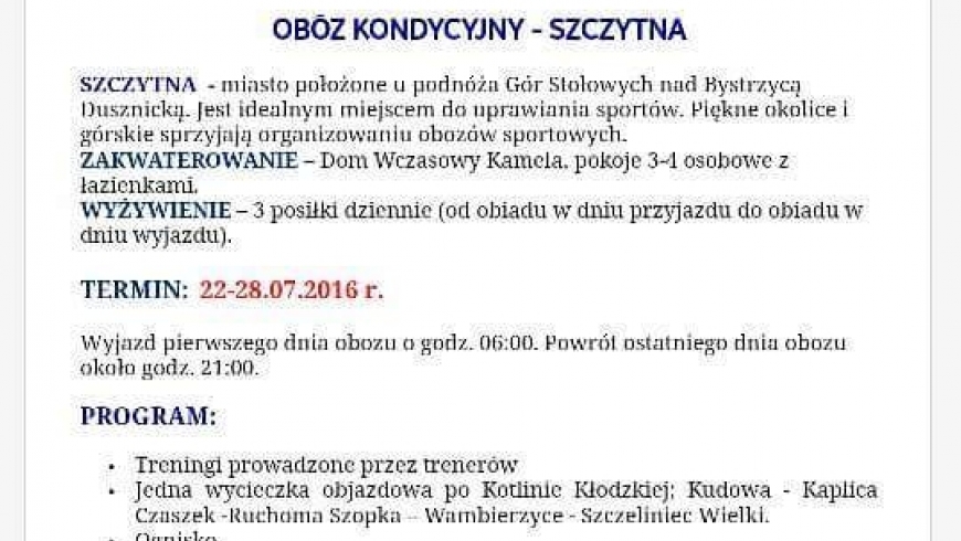 ZEBRANIE Z RODZICAMI W SPRAWIE OBOZU - SZCZYTNA