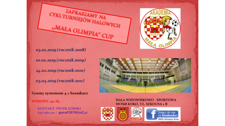 Zapraszamy do udziału w cyklu turniejów "MAŁA OLIMPIA CUP"