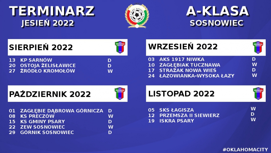 Terminarz A-Klasy - Runda jesienna sezon 2022/2023