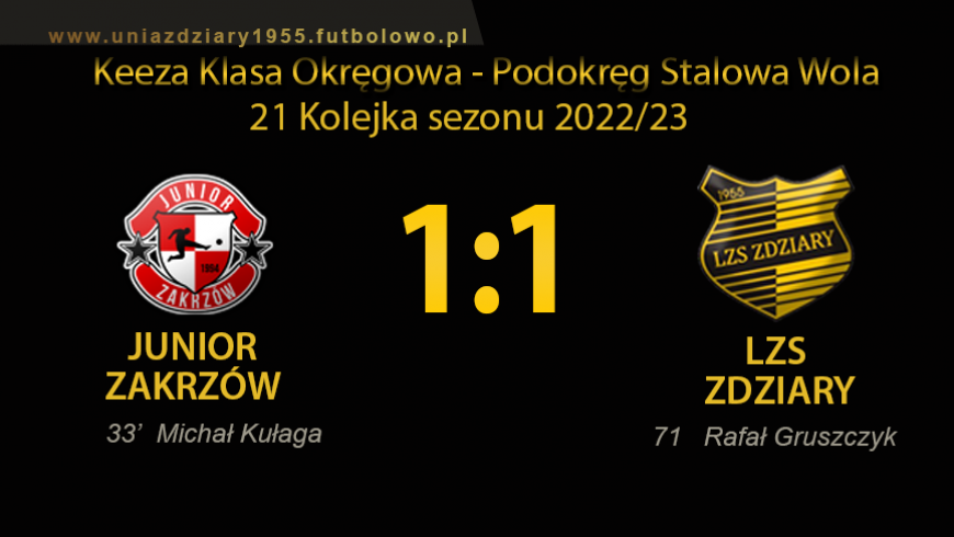 21 Kolejka: Junior Zakrzów - LZS Zdziary.