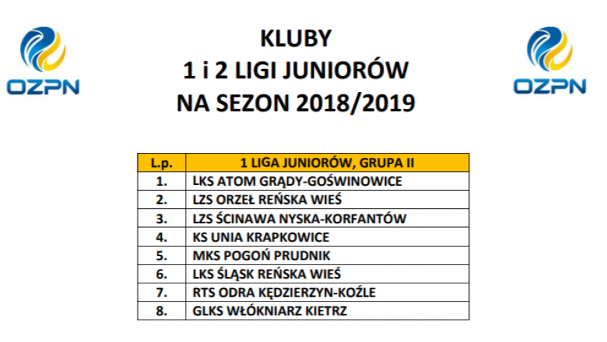 Podział i terminarz Juniorów.