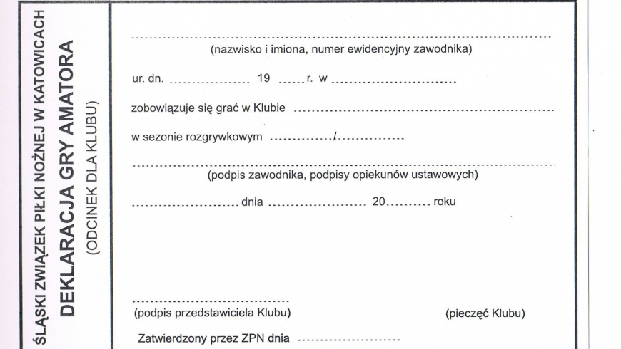 WAŻNE !!! - Deklaracje Gry Amatora 2015/2016