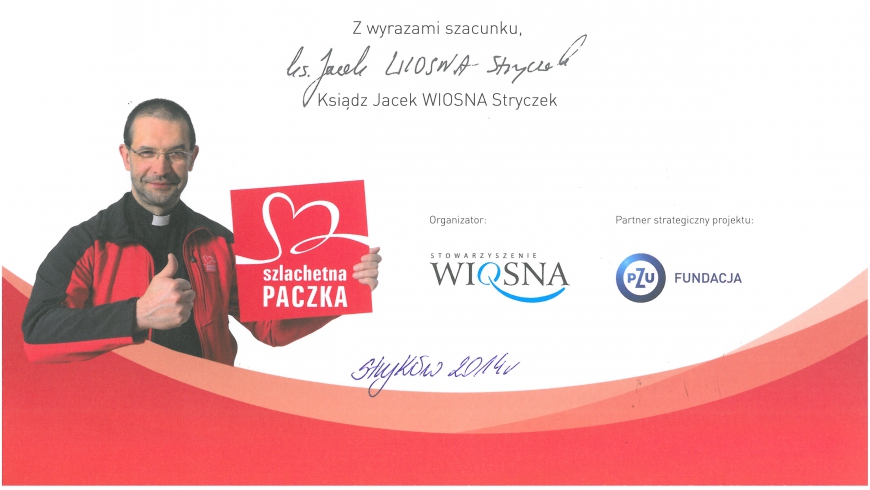 Podziękowanie dla uczestników balu w Łowiczu za wsparcie Szlachetnej Paczki