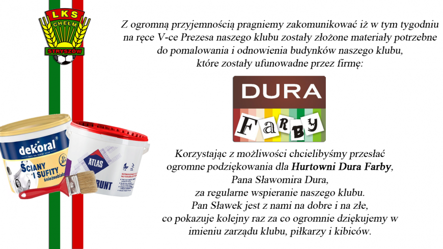 Podziękowanie dla Hurtowni - Dura Farby!