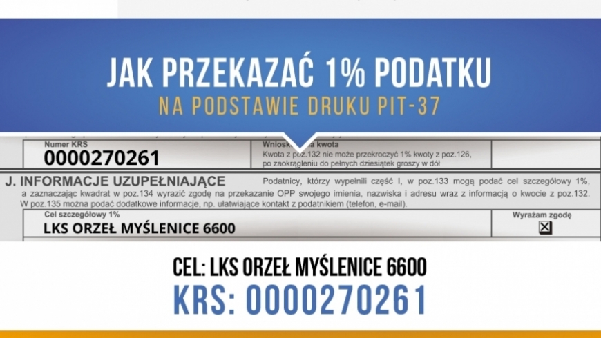 Przekaż swój 1% podatku na Orzeł Myślenice!