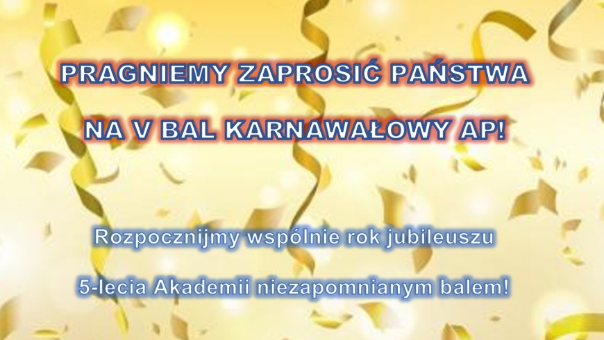 Zapraszamy na V Bal Akademii – 01.02.2020!