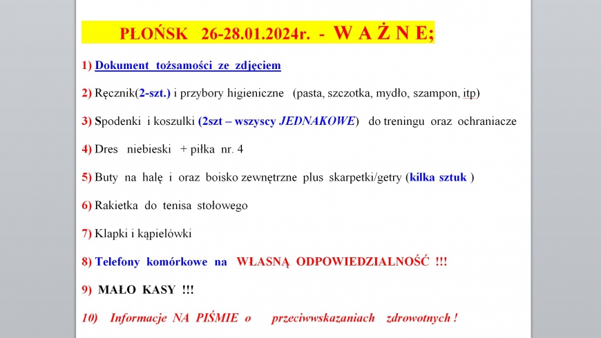 INFORMACJE  OBOZOWE  ORAZ  KLUBOWE.