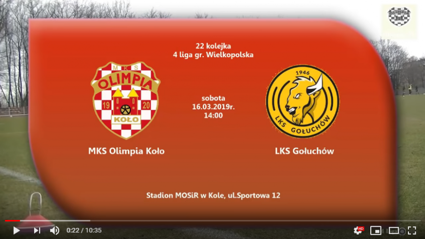 SENIORZY: MKS Olimpia Koło - LKS Gołuchów 16.03.2019 [VIDEO]