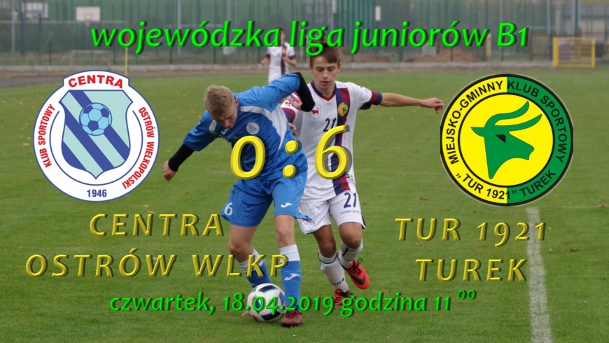 Centra Ostrów Wlkp- Tur 1921 Turek 0:6, wojewódzka liga juniorów C1