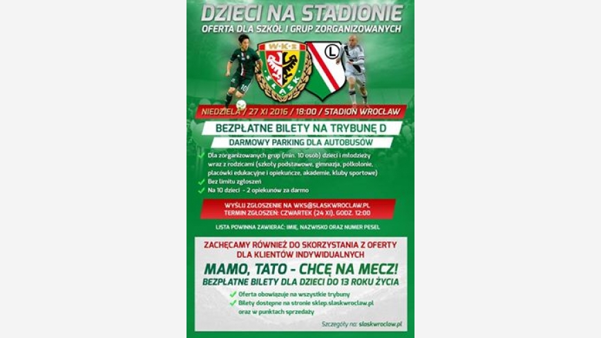 Odbiór biletów na mecz Śląsk - Legia