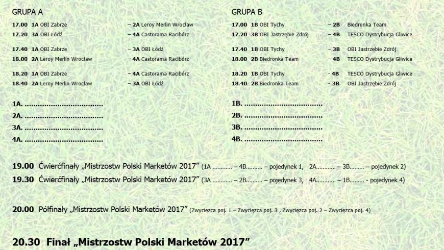 Harmonogram "Mistrzostw Polski Marketów 2017"