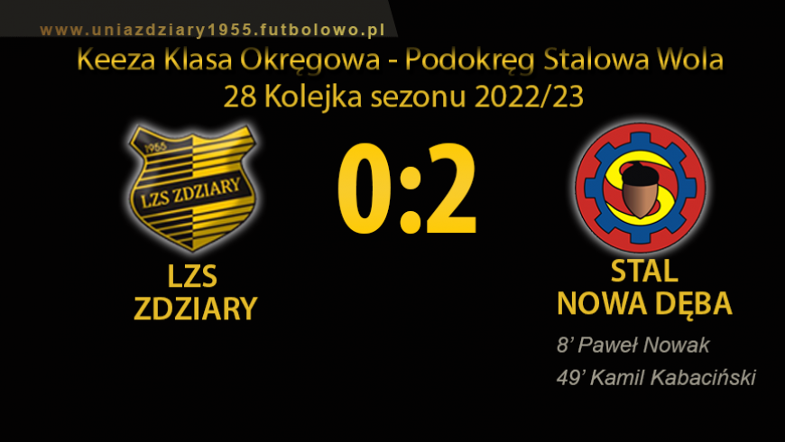 28 Kolejka: LZS Zdziary - Stal Nowa Dęba 0:2.