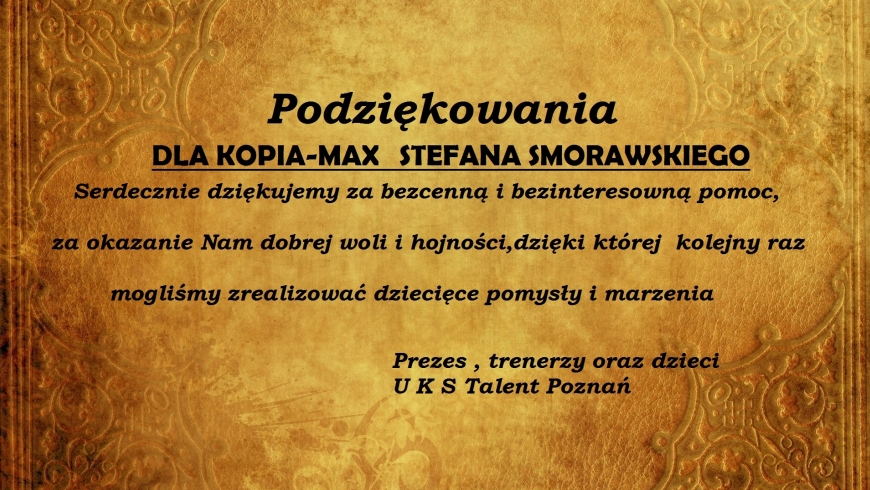 PODZIĘKOWANIA DLA NASZEGO SPONSORA