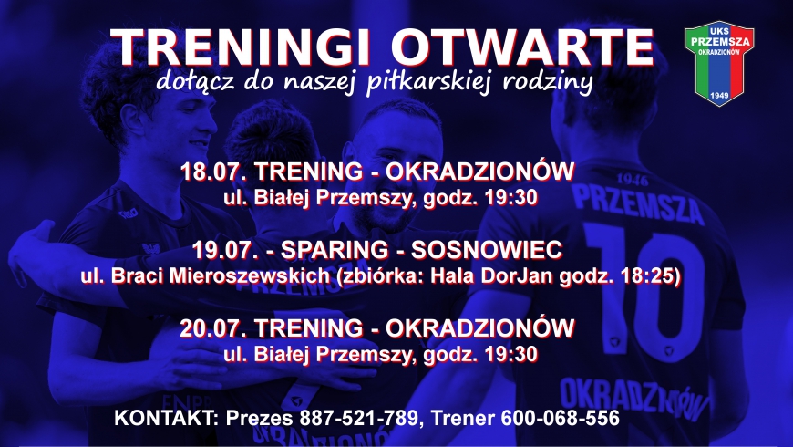 Treningi otwarte: 18.-20.07.2023