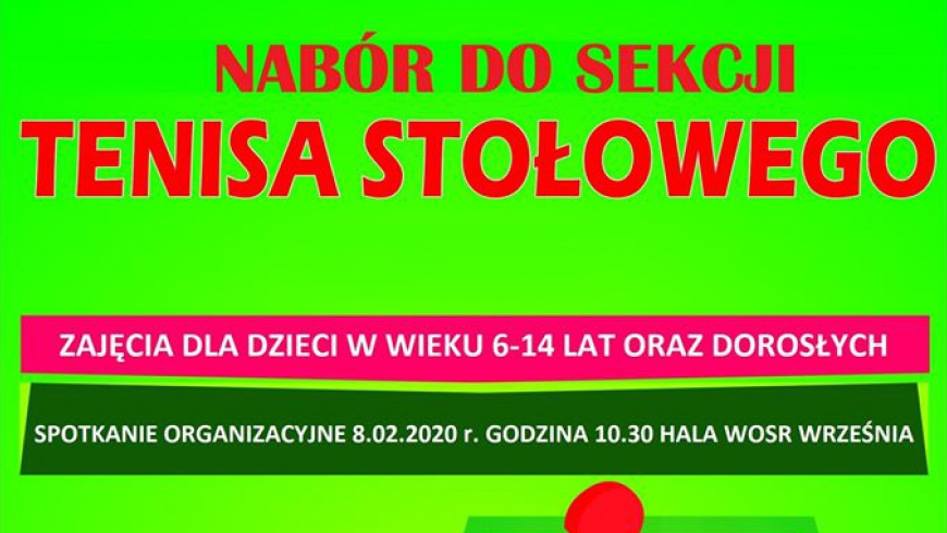 NABÓR DO SEKCJI TENISA STOŁOWEGO !