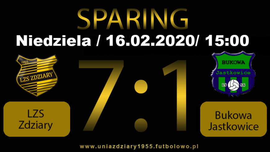 Sparing: LZS Zdziary - Bukowa Jastkowice 7:1.