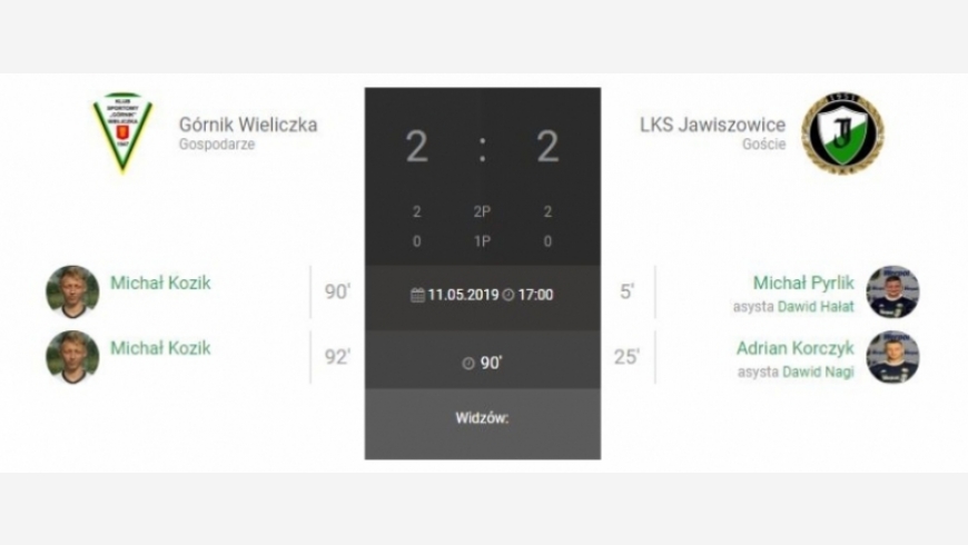 25.kolejka IV Ligi Górnik Wieliczka-LKS Jawiszowice 2:2