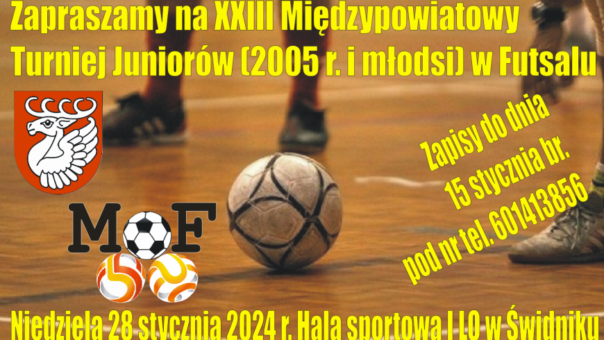 ZAPROSZENIE NA TURNIEJ JUNIORÓW W FUTSALU!!!