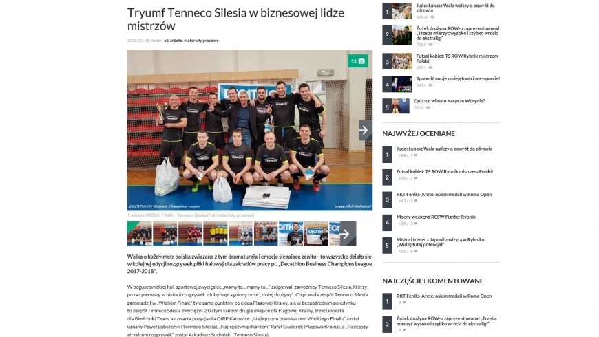 Rybnik.com.pl o turniejach finałałowych...