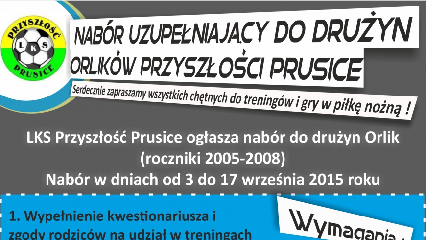 Ogłaszamy nabór do drużyny Orlików !