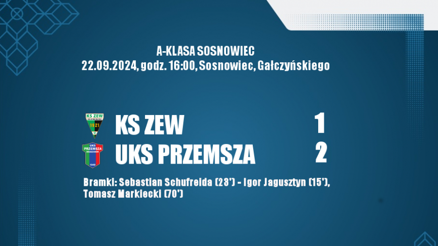 5 kolejka, A-Klasa 2024/2025 ZEW Sosnowiec - UKS Przemsza 1:2 (1:1)