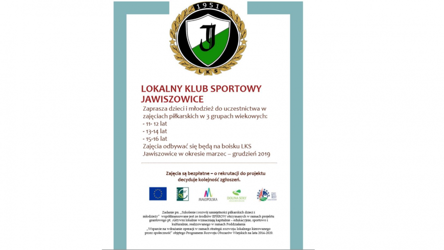 Nabór do grup młodzieżowych w LKS Jawiszowice !!!