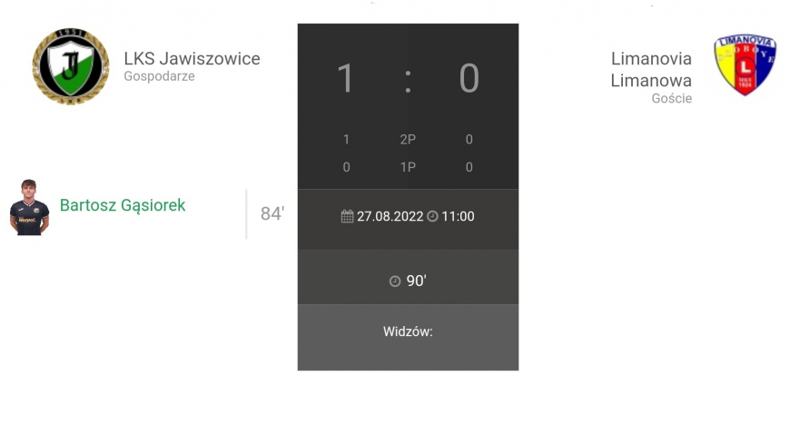 6.Kolejka JAKO IV Ligi Małopolskiej LKS Jawiszowice-MKS Limanovia 1:0
