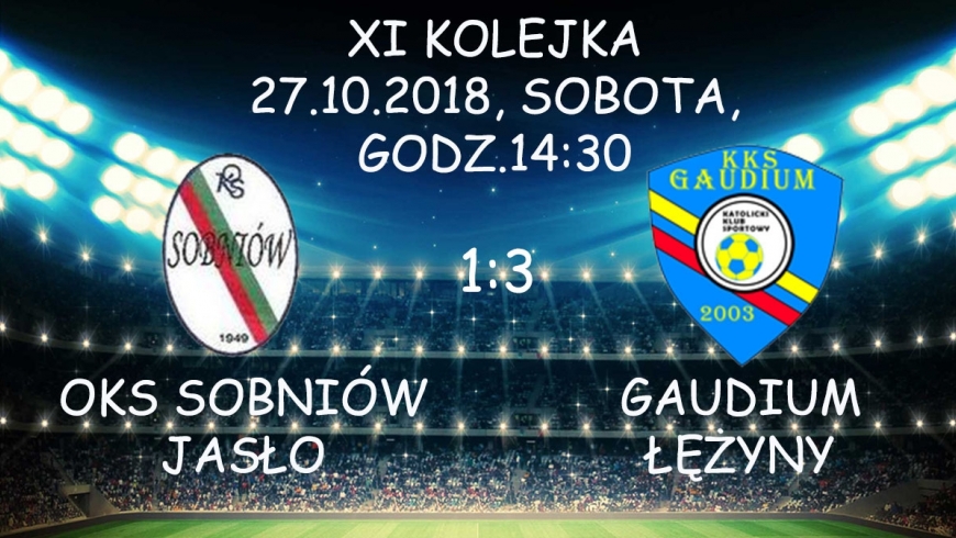 Wygrana z Sobniowem Jasło w meczu XI Kolejki Krośnieńskiej Klasy A3 seniorów. Sobniów 1:3 Gaudium.