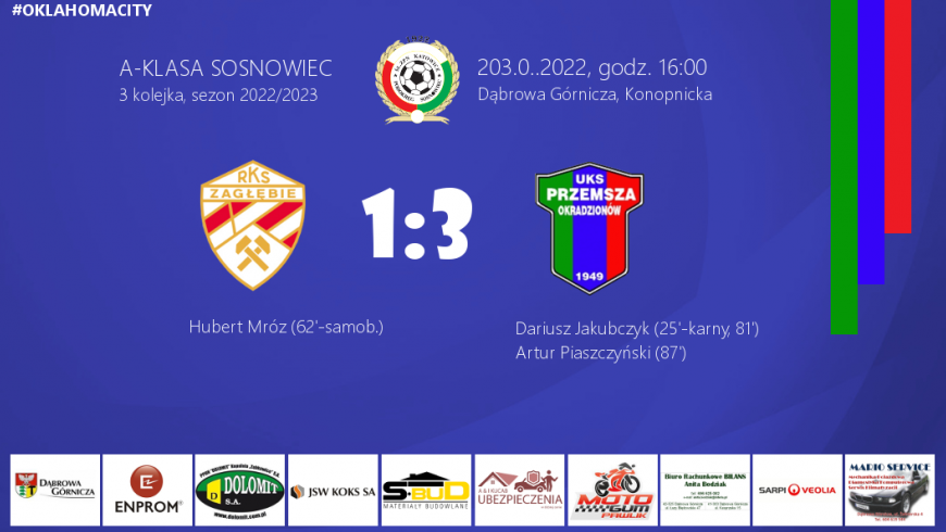 3 kolejka 2022/2023 Zagłębie Dąbrowa Górnicza - UKS Przemsza 1:3 (0:1)