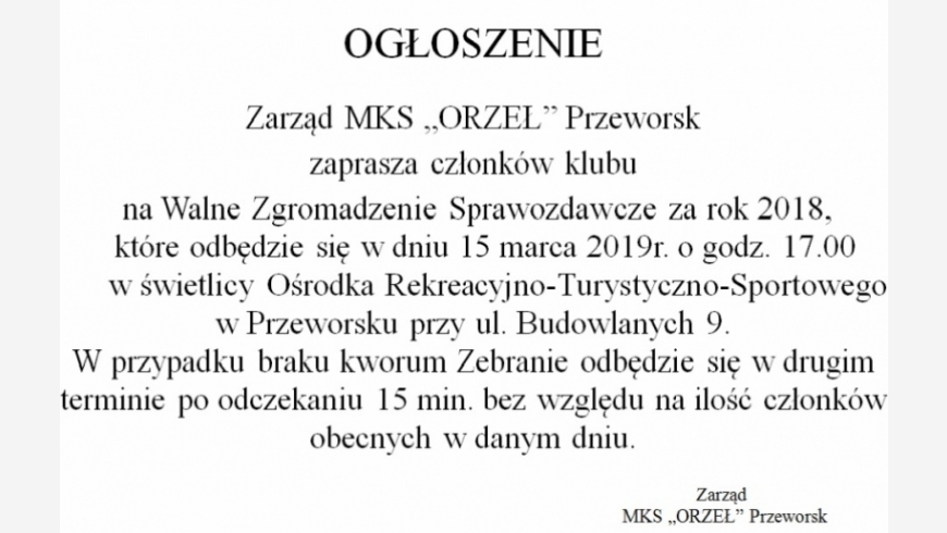 Walne Zgromadzenie Sprawozdawcze