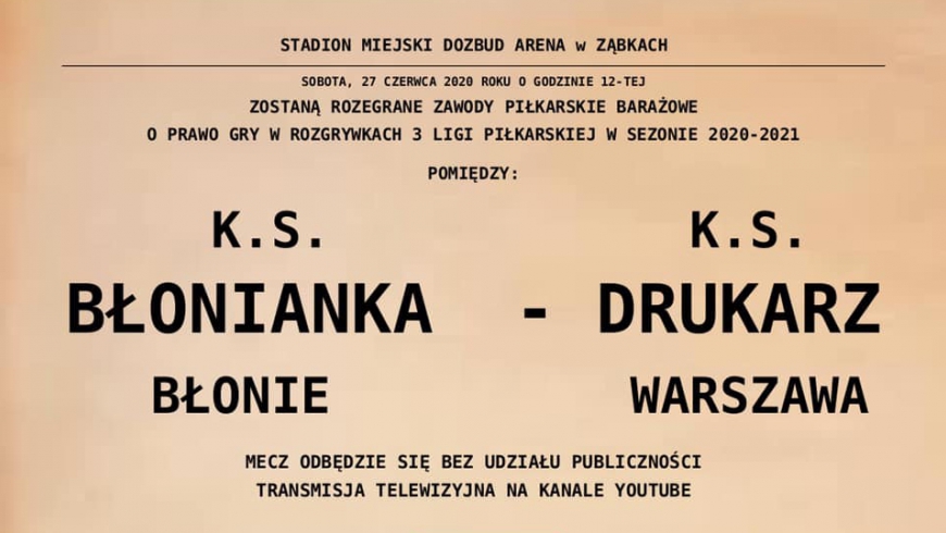 KS Błonianka Błonie - Drukarz Warszawa.