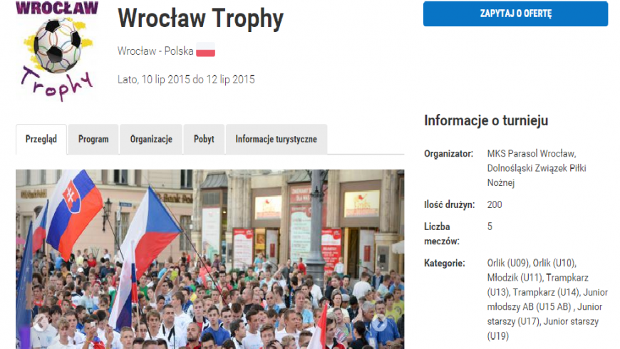 Kolejny międzynarodowy turniej - Wrocław Trophy Cup 2015.