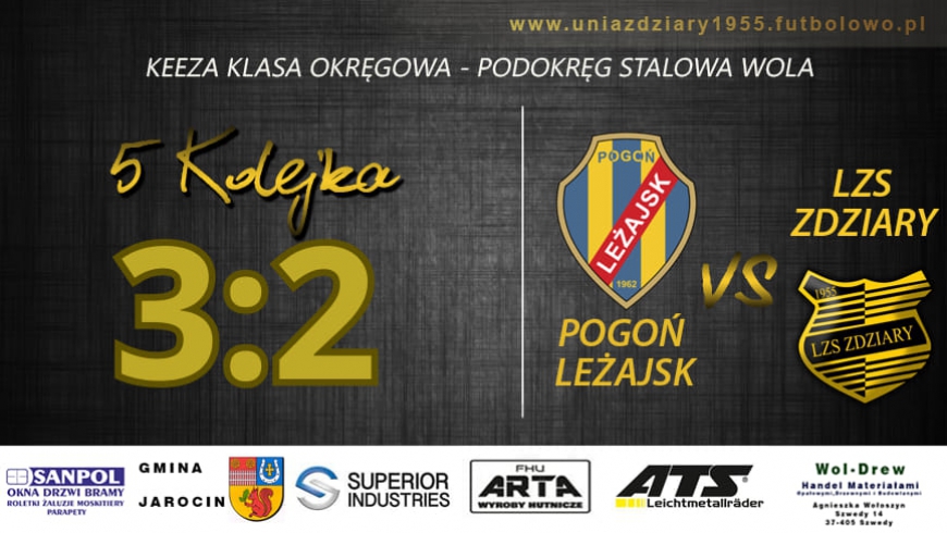 5 Kolejka: Pogoń Leżajsk - LZS Zdziary 3:2.