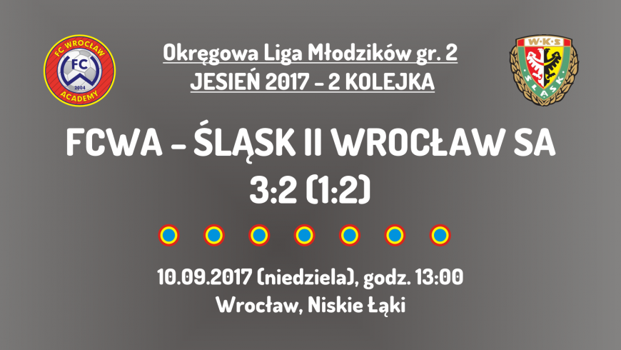 OLM: 2 kolejka - FCWA - Śląsk II Wrocław SA (10.09.2017)