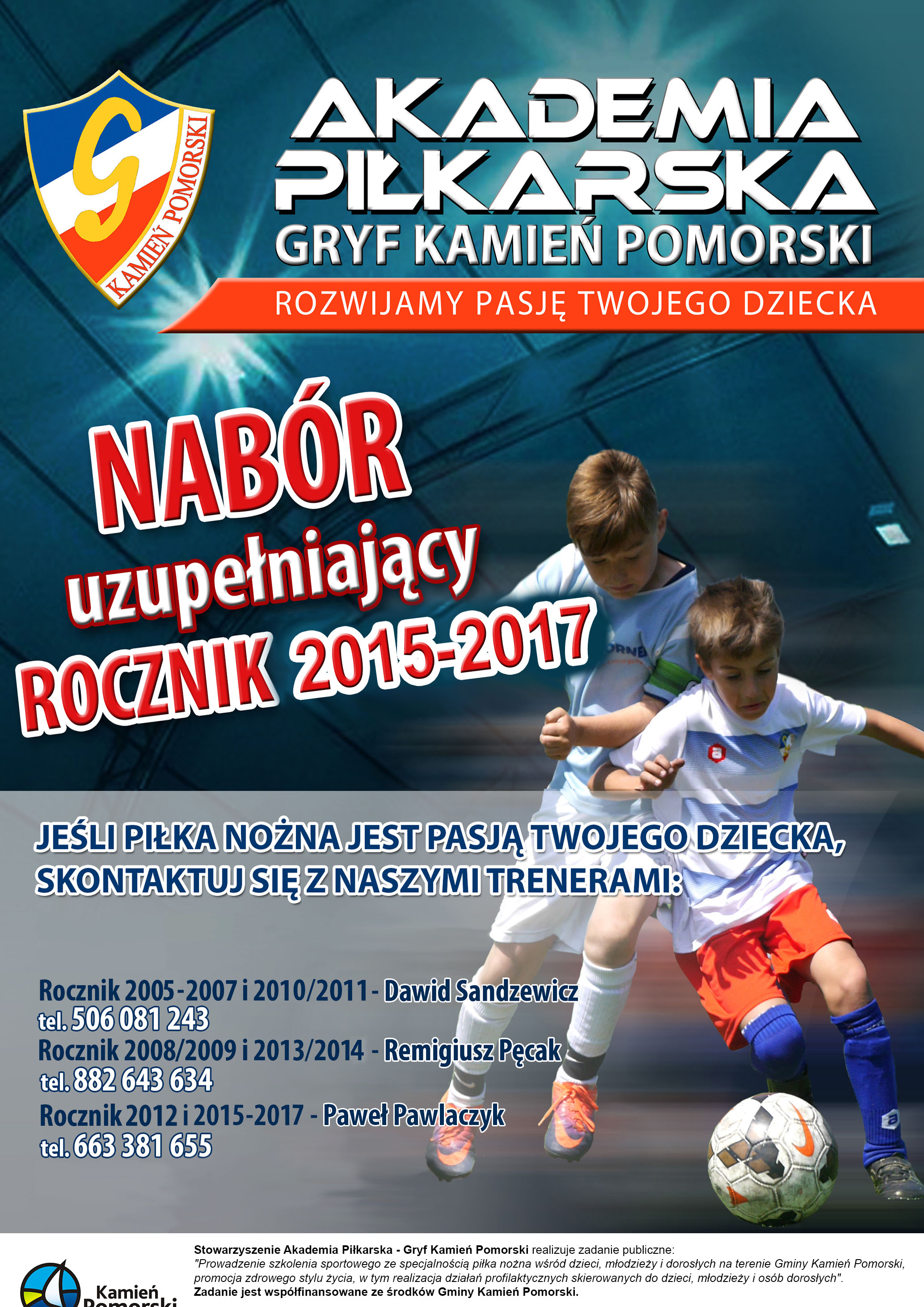 AP Gryf Kamień Pomorski plakat nabór 2015 2016 2017 piłka nożna