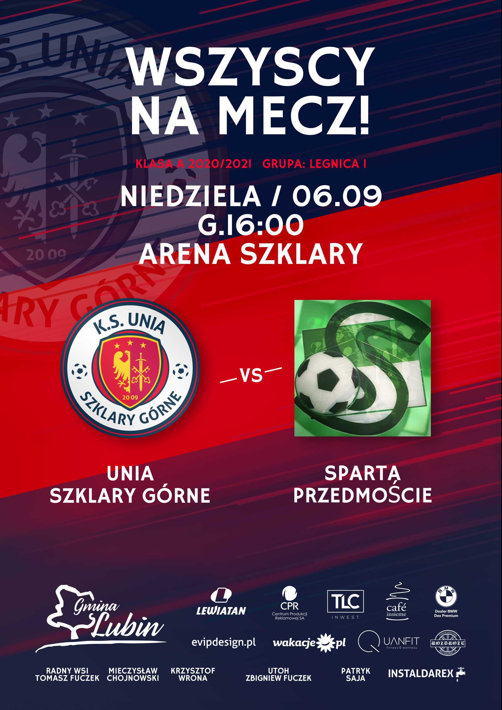 Plakat meczowy Unia Szklary Górne vs. Sparta Przedmoście