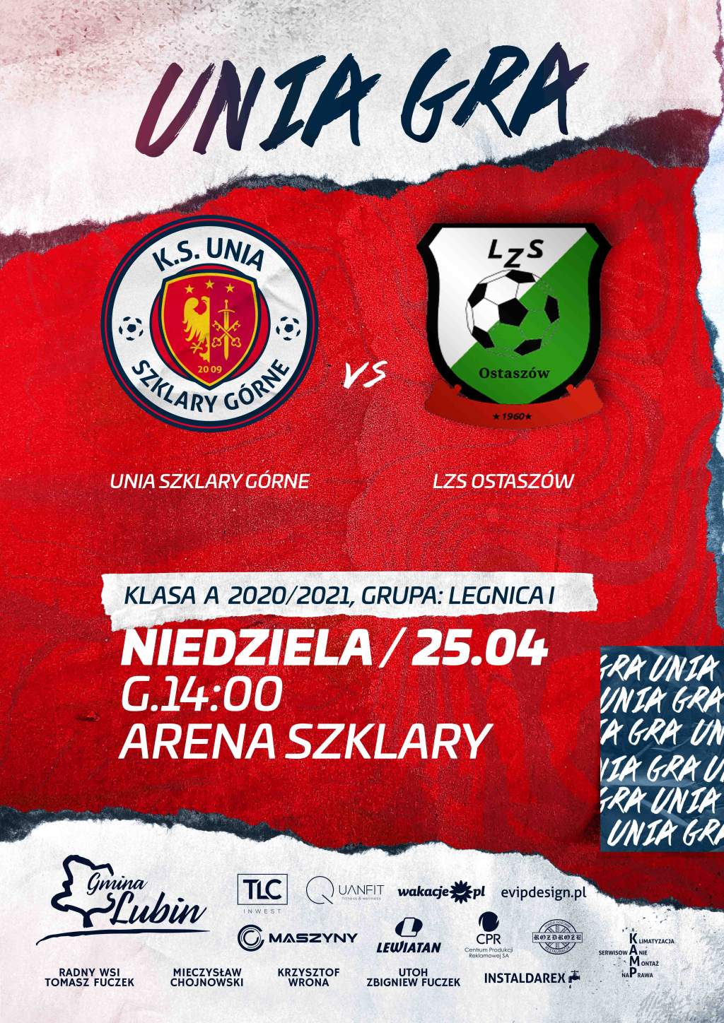 Plakat meczowy Unia vs. LZS Ostaszów