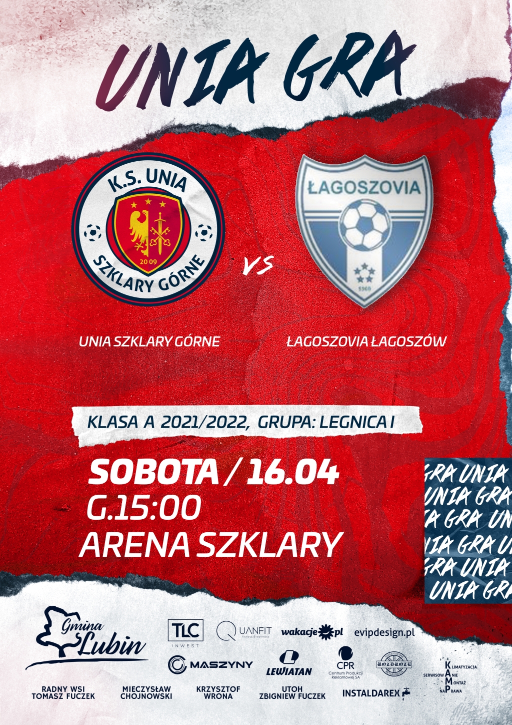 Plakat meczowy Unia vs. Łagoszovia