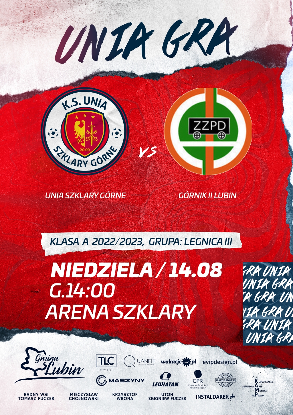 Plakat meczowy Unia vs. Górnik II