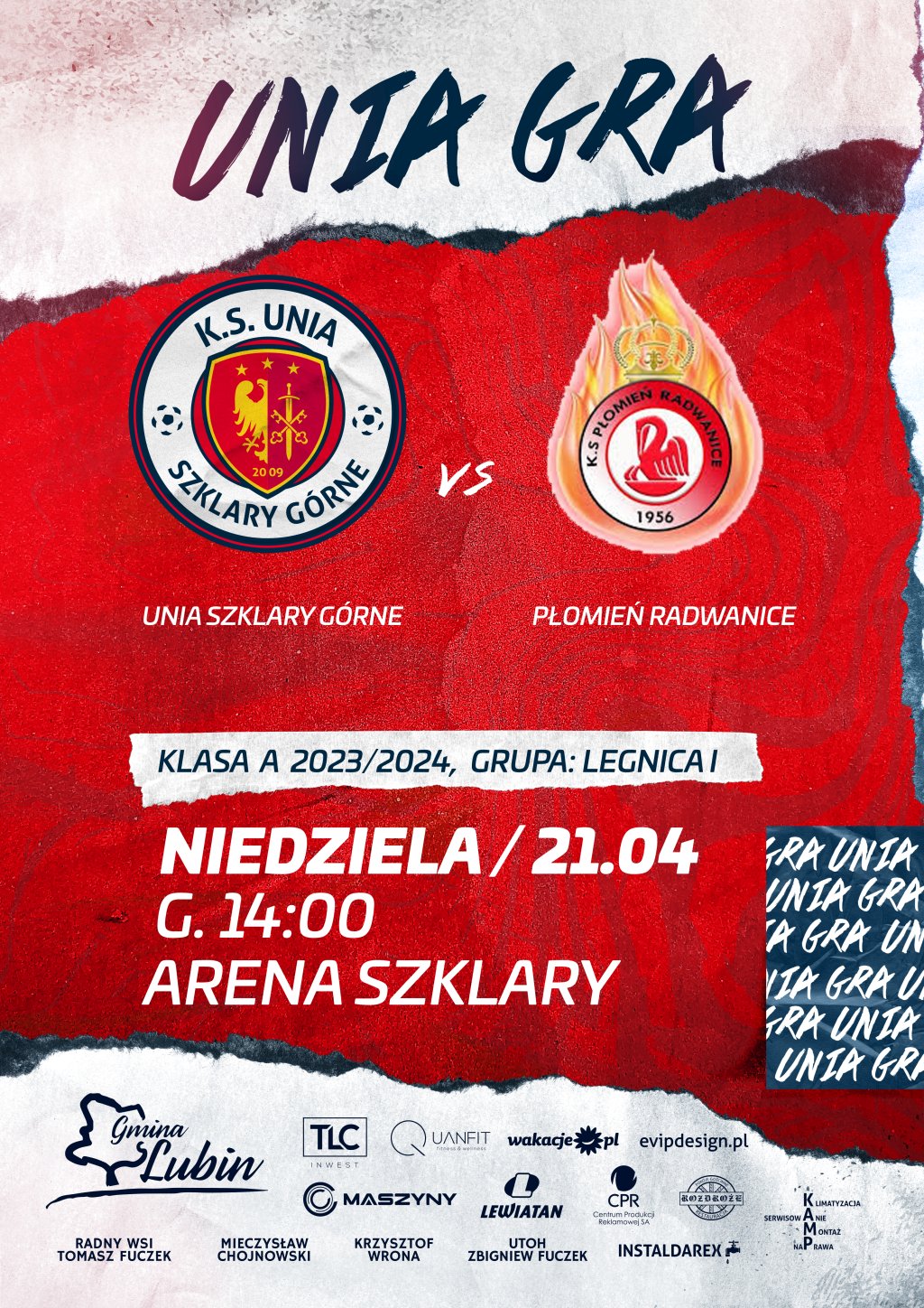 Plakat meczowy Unia vs. Płomień