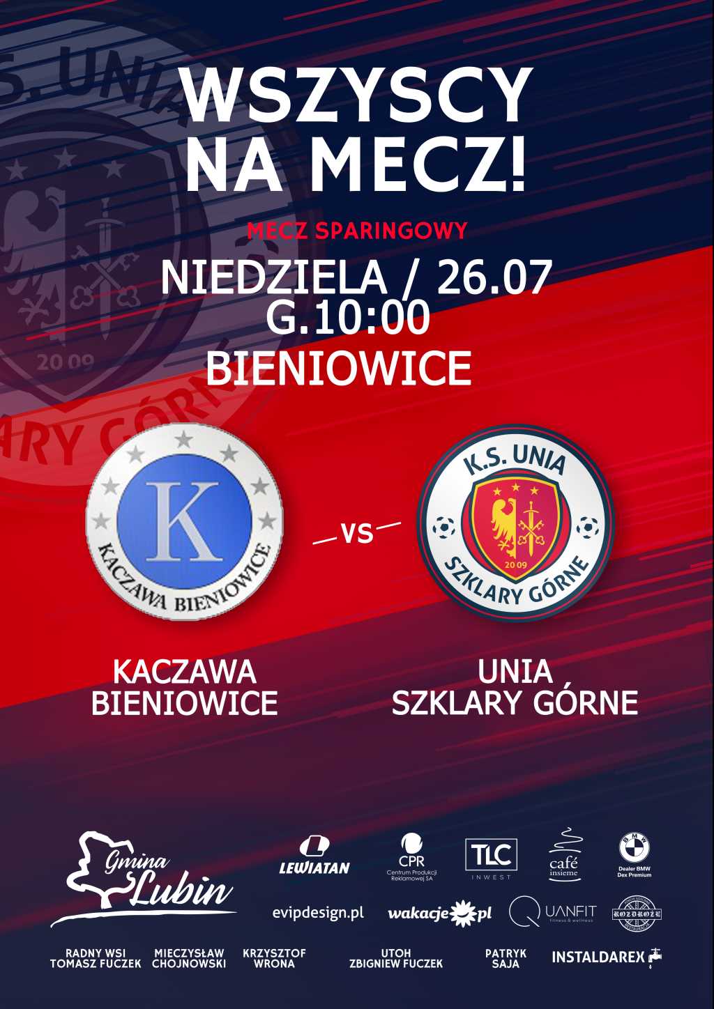 Plakat sparing z drużyną Kaczawa Bieniowice