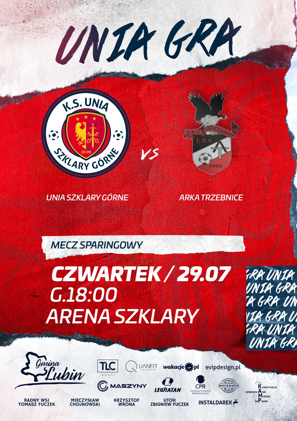 Plakat sparingowy Unia vs. Arka