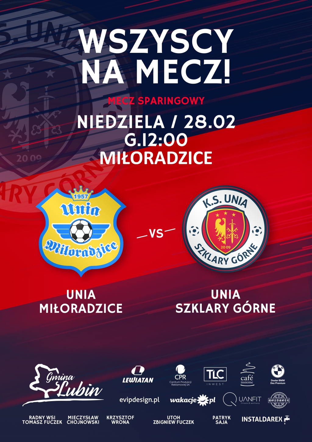 Plakat meczu sparingowego Unia vs. Unia