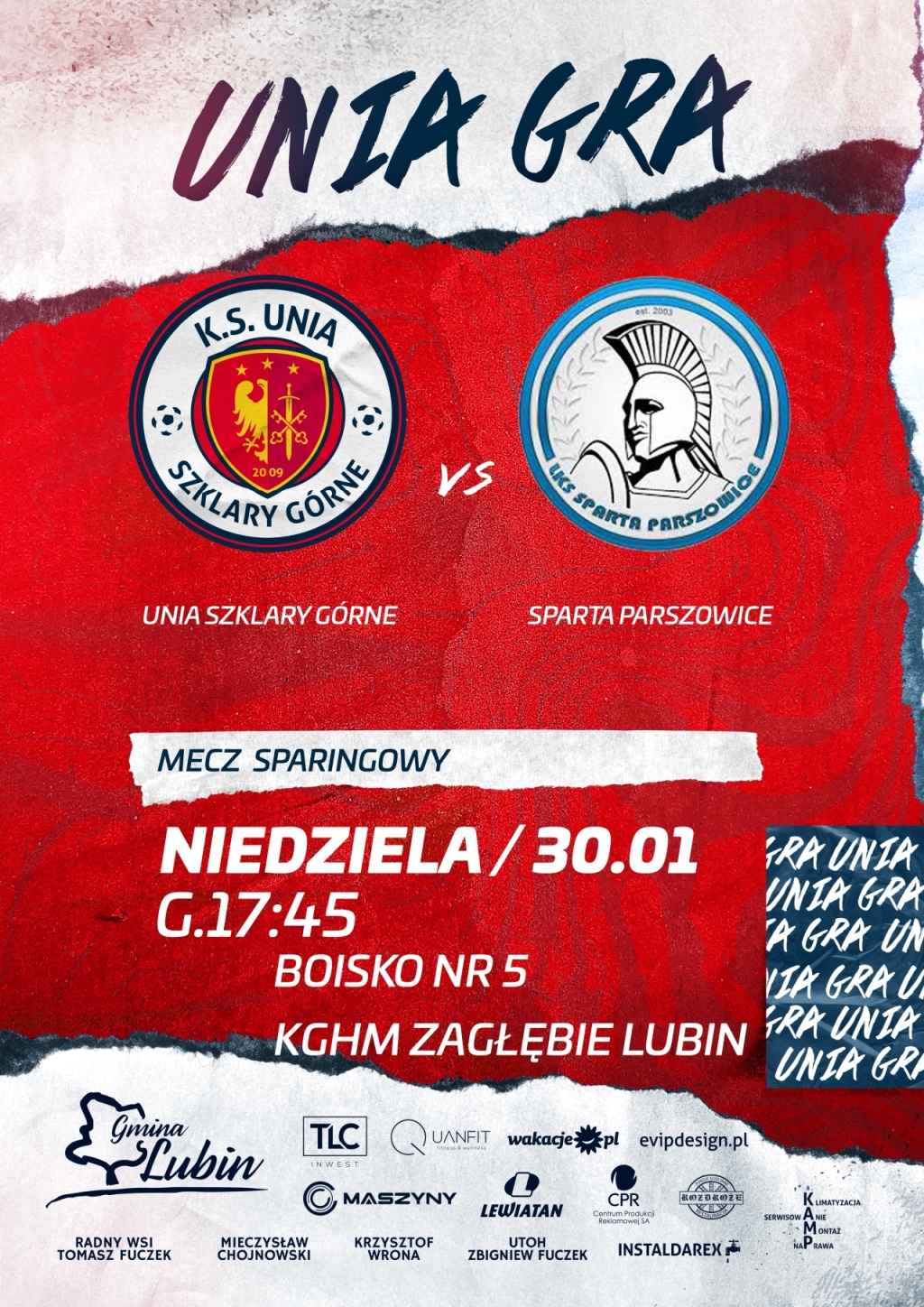 Plakat meczu sparingowego Unia vs. Sparta